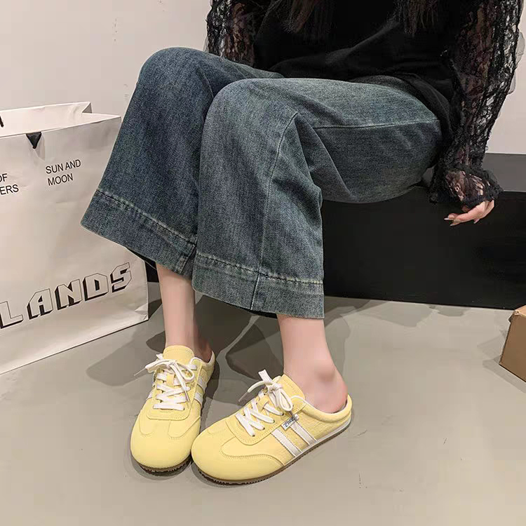 復古半拖小白鞋 韓版休閒運動鞋 百搭學院風懶人鞋 厚底增高顯瘦女鞋 透氣舒適帆布鞋 約會通勤老爹鞋 626A-細節圖4