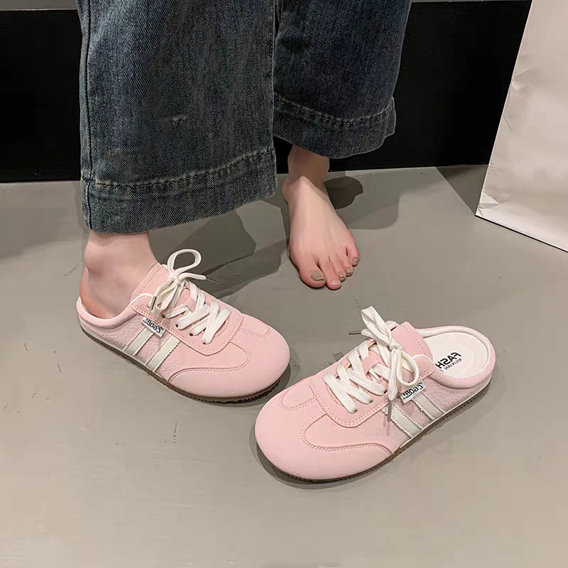 復古半拖小白鞋 韓版休閒運動鞋 百搭學院風懶人鞋 厚底增高顯瘦女鞋 透氣舒適帆布鞋 約會通勤老爹鞋 626A-細節圖4