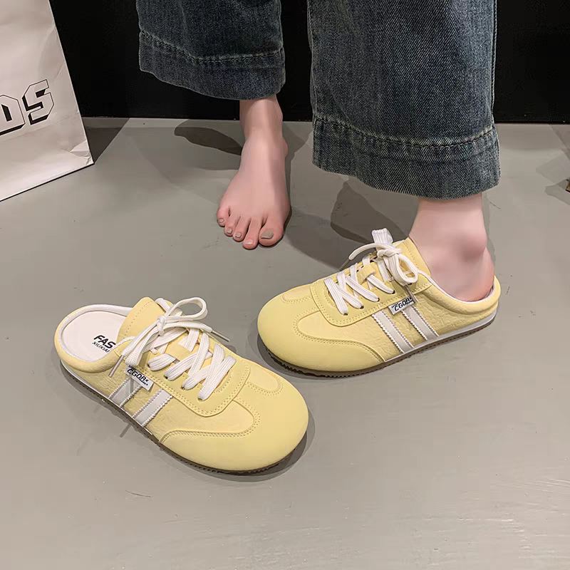 復古半拖小白鞋 韓版休閒運動鞋 百搭學院風懶人鞋 厚底增高顯瘦女鞋 透氣舒適帆布鞋 約會通勤老爹鞋 626A-細節圖6