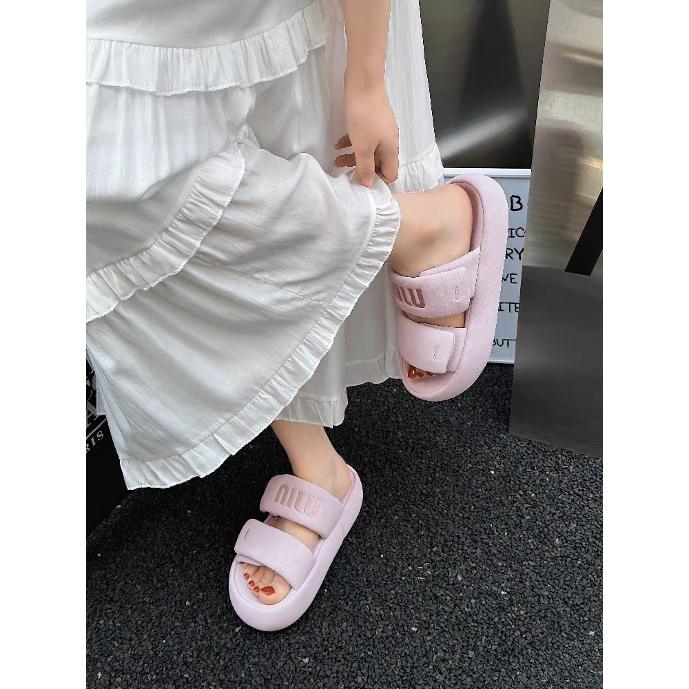 魔鬼氈厚底拖鞋 雙帶懶人涼鞋 韓版百搭休閒女鞋 軟底防滑增高 顯瘦外出居家沙灘拖鞋 時尚舒適必備 25519-細節圖9