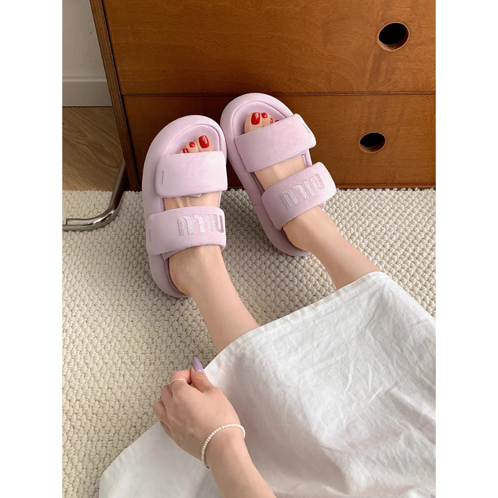 魔鬼氈厚底拖鞋 雙帶懶人涼鞋 韓版百搭休閒女鞋 軟底防滑增高 顯瘦外出居家沙灘拖鞋 時尚舒適必備 25519-細節圖10