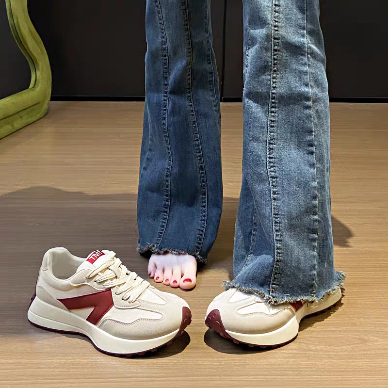 復古拼色厚底運動鞋 韓版百搭休閒女鞋 增高顯瘦小白鞋 學院風跑步鞋 透氣舒適懶人穿搭通勤鞋 JCA06-細節圖6