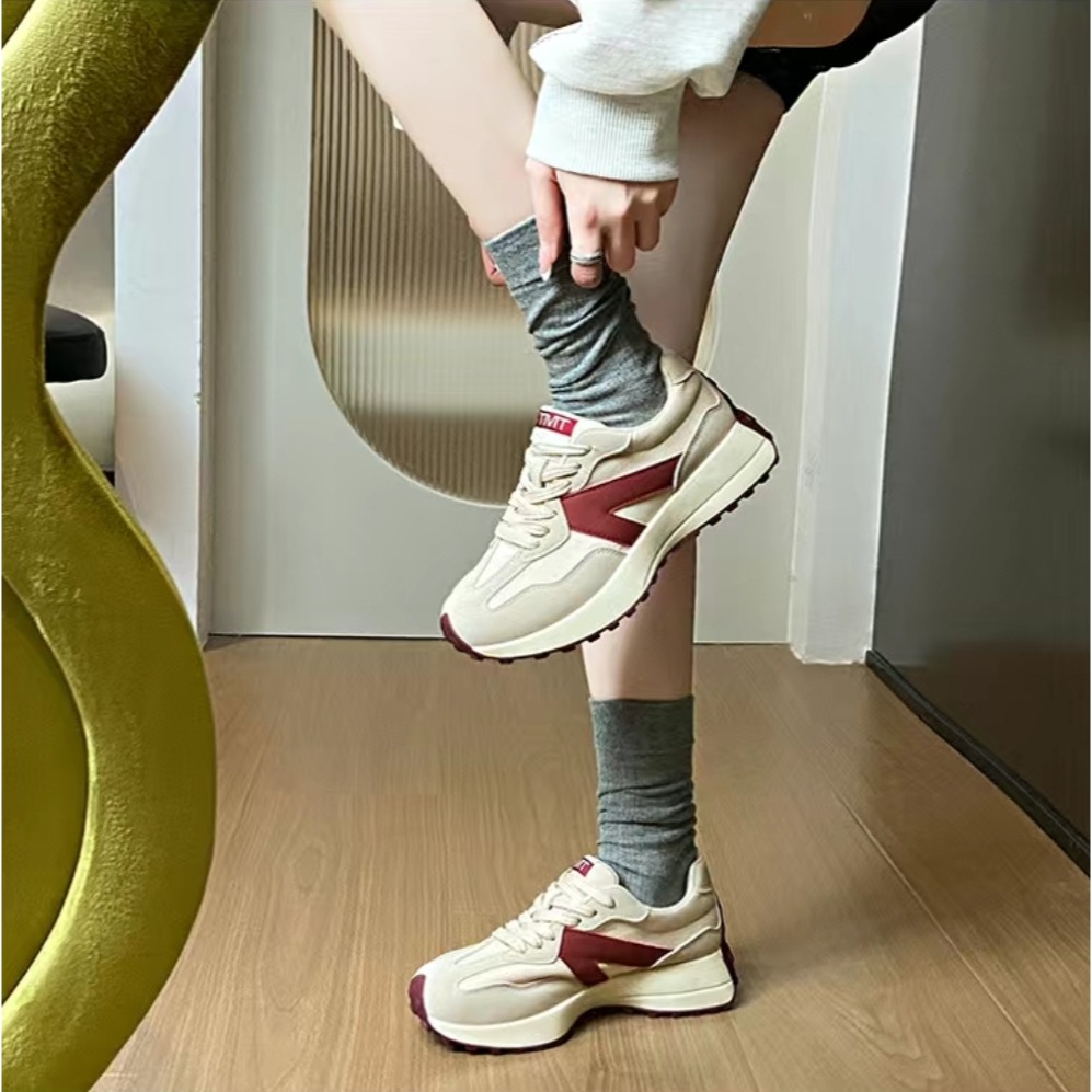 復古拼色厚底運動鞋 韓版百搭休閒女鞋 增高顯瘦小白鞋 學院風跑步鞋 透氣舒適懶人穿搭通勤鞋 JCA06-細節圖7