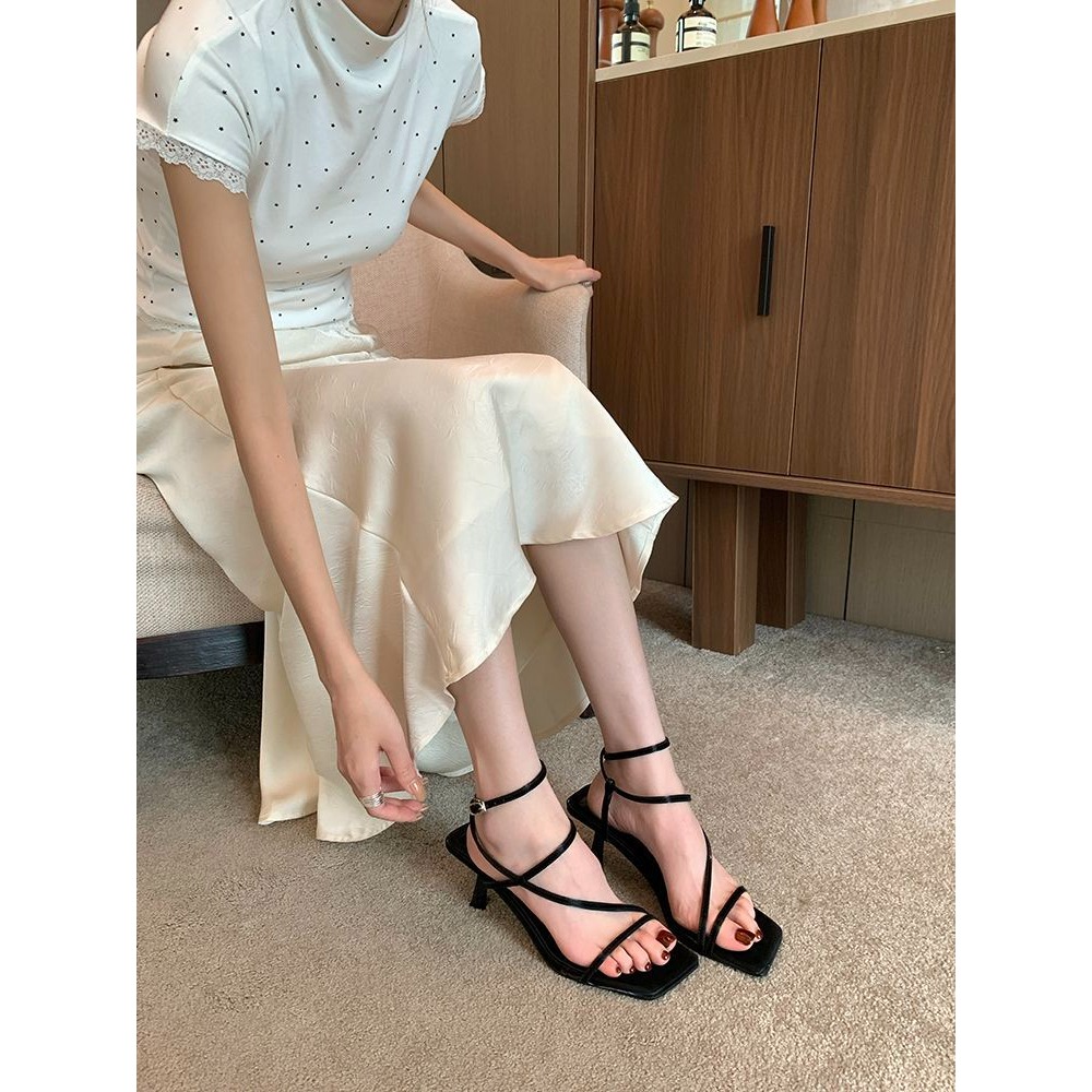 推薦款♥️細帶中跟涼鞋 韓系極簡風高跟女鞋 百搭氣質穿搭 約會通勤顯瘦款 透明款宴會高跟鞋必備 G3690-細節圖3