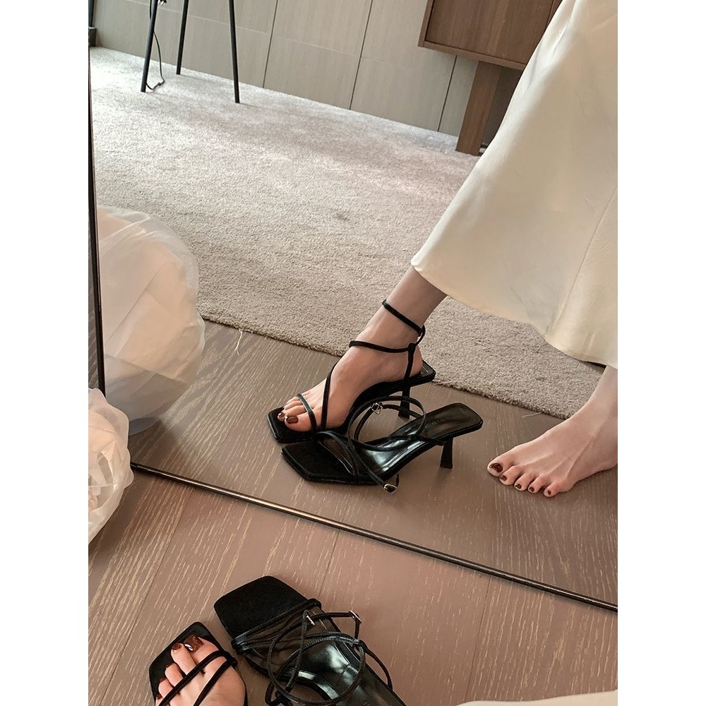 推薦款♥️細帶中跟涼鞋 韓系極簡風高跟女鞋 百搭氣質穿搭 約會通勤顯瘦款 透明款宴會高跟鞋必備 G3690-細節圖4