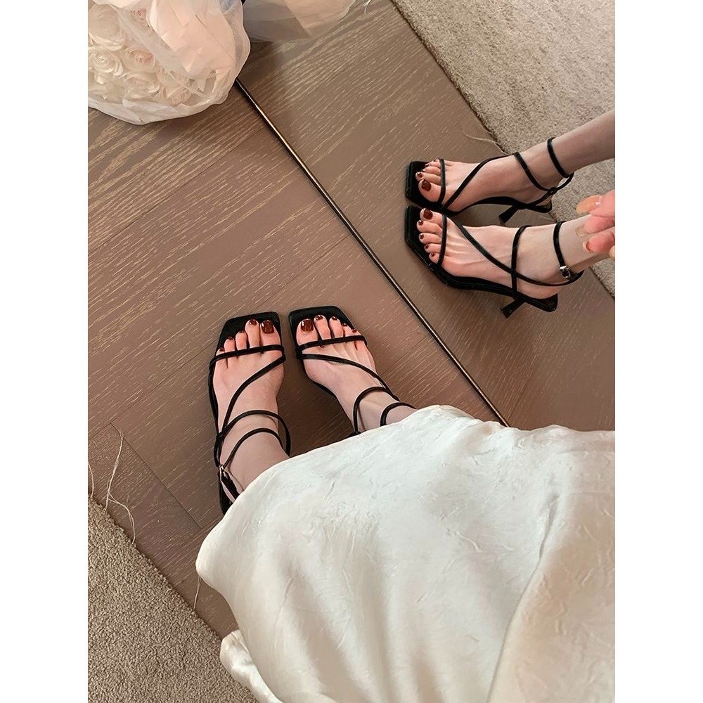 推薦款♥️細帶中跟涼鞋 韓系極簡風高跟女鞋 百搭氣質穿搭 約會通勤顯瘦款 透明款宴會高跟鞋必備 G3690-細節圖5