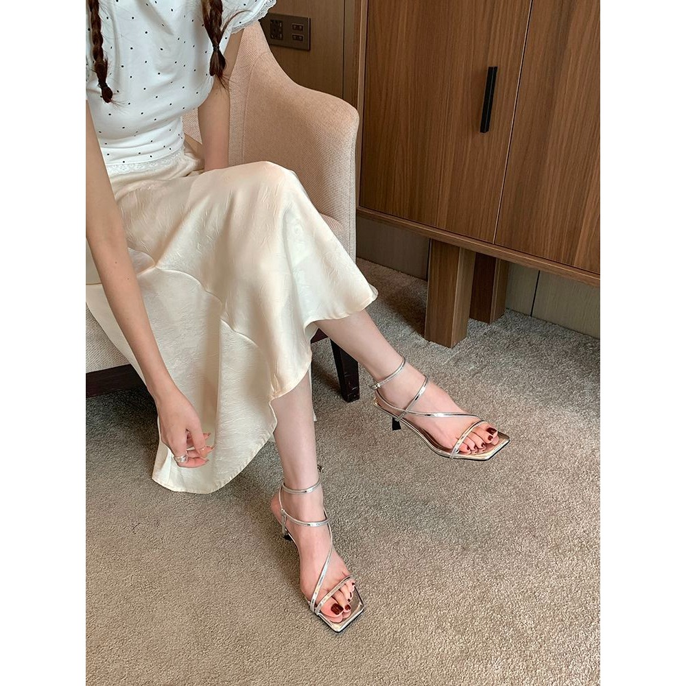 推薦款♥️細帶中跟涼鞋 韓系極簡風高跟女鞋 百搭氣質穿搭 約會通勤顯瘦款 透明款宴會高跟鞋必備 G3690-細節圖6