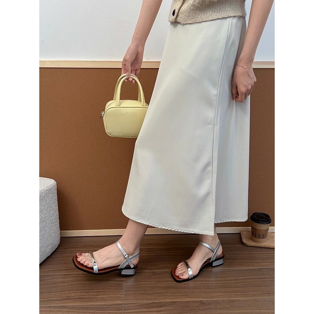 韓版 簡約 方頭 涼鞋 交叉 細帶 低跟 平底 夏季 新款 休閒 百搭 真皮感 防滑 軟底 露趾 海邊度假 G3578-細節圖10