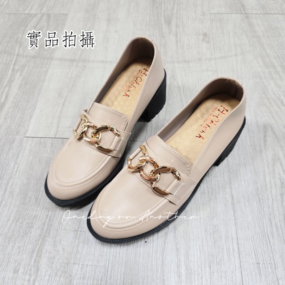 學院金屬鏈條釦樂福小皮鞋 厚底大粗跟 方頭紳士鞋 復古英倫風 包鞋 厚底鞋 鬆糕底 增高底 紳士鞋 小皮鞋 8063-規格圖7
