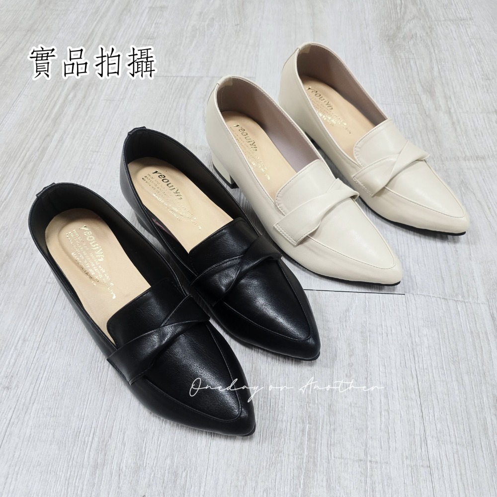 MIT皮革拼接一字帶翻褶尖頭低跟包鞋 軟底低跟尖頭鞋 樂福鞋 包鞋 OL上班鞋 面試鞋 尖頭鞋 低跟鞋 跟鞋 7136-細節圖6