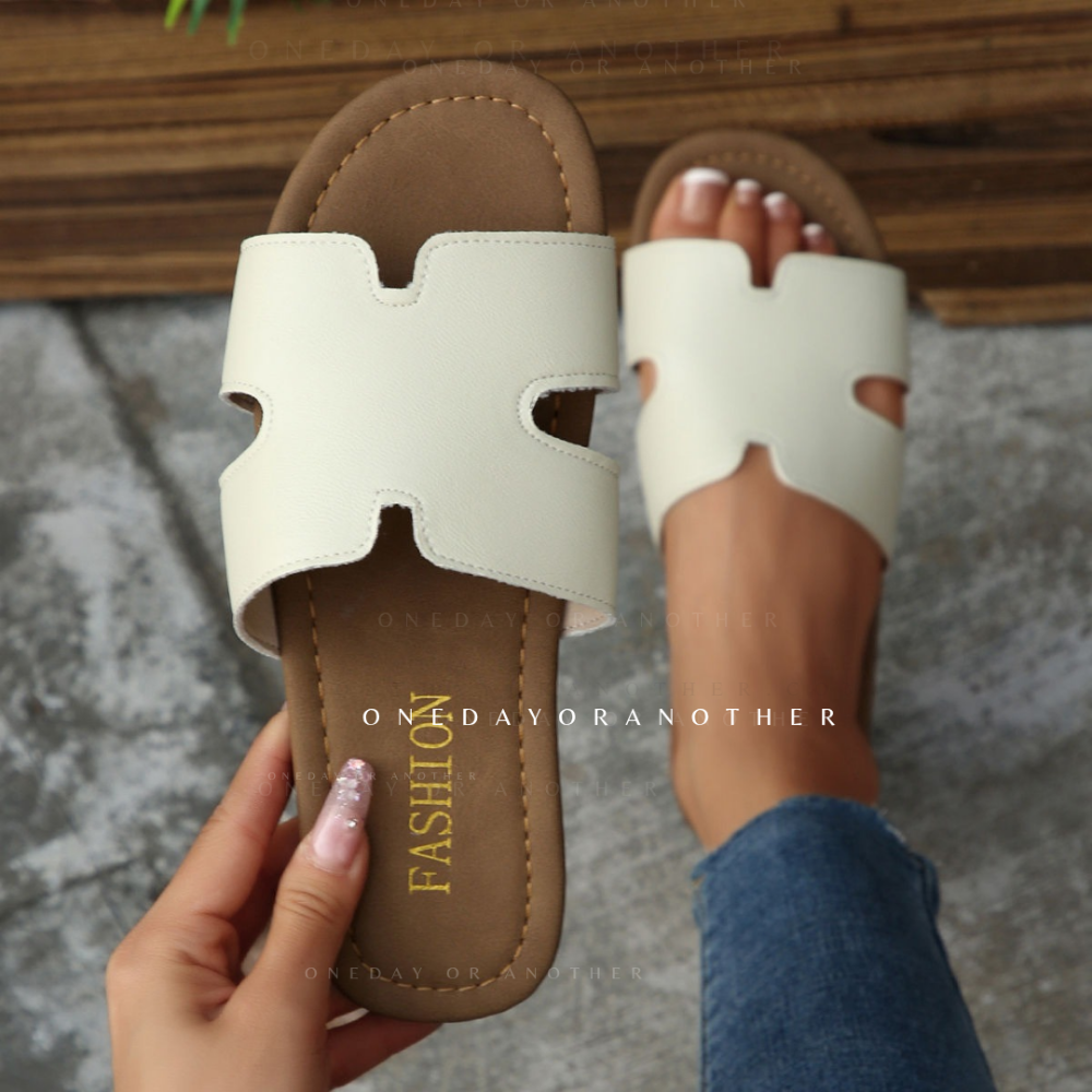 大尺碼36-42 H字大牌感平底拖鞋 經典大牌 一字帶 羅馬鞋 平底涼拖鞋 平底涼鞋 女生涼拖鞋 防滑涼拖鞋 2734-細節圖5