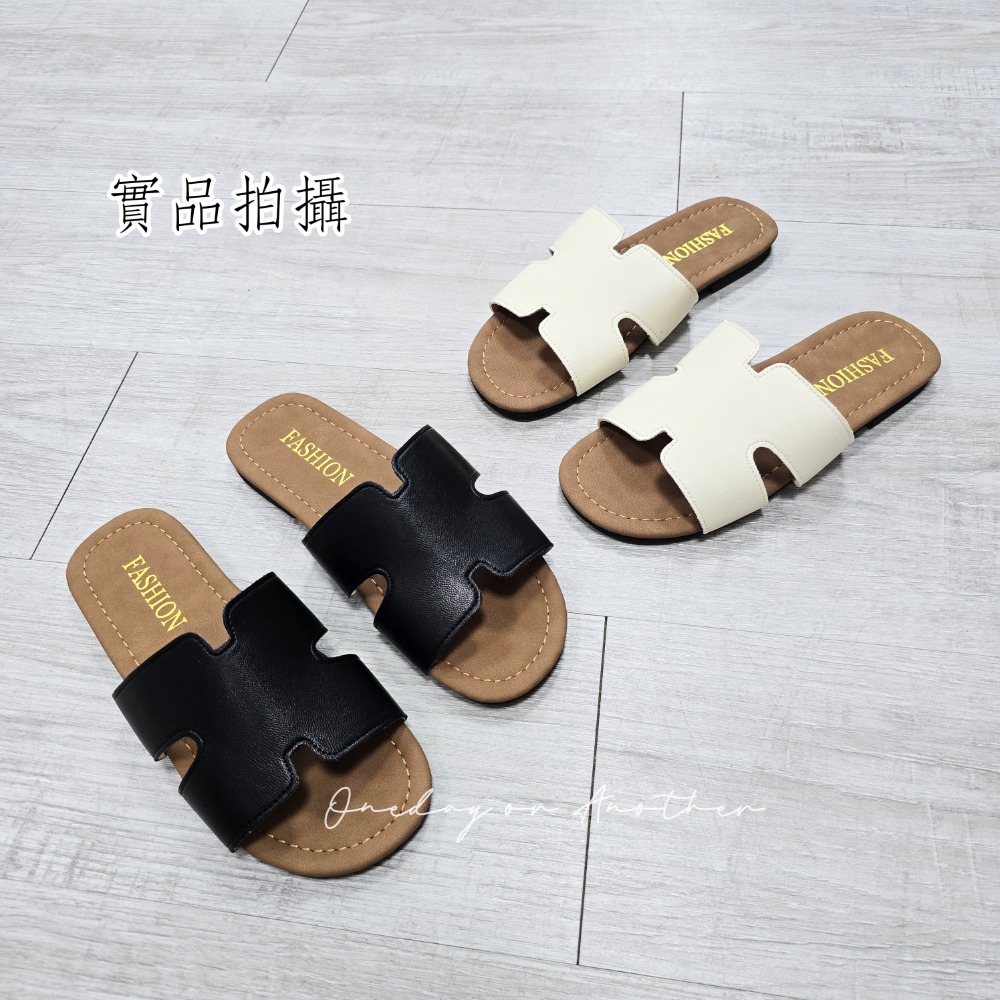 大尺碼36-42 H字大牌感平底拖鞋 經典大牌 一字帶 羅馬鞋 平底涼拖鞋 平底涼鞋 女生涼拖鞋 防滑涼拖鞋 2734-細節圖8