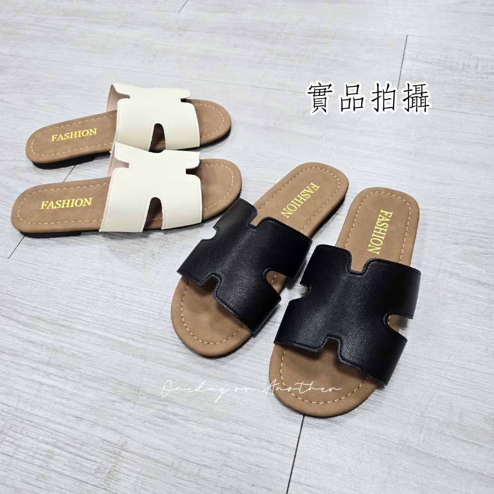大尺碼36-42 H字大牌感平底拖鞋 經典大牌 一字帶 羅馬鞋 平底涼拖鞋 平底涼鞋 女生涼拖鞋 防滑涼拖鞋 2734-細節圖10