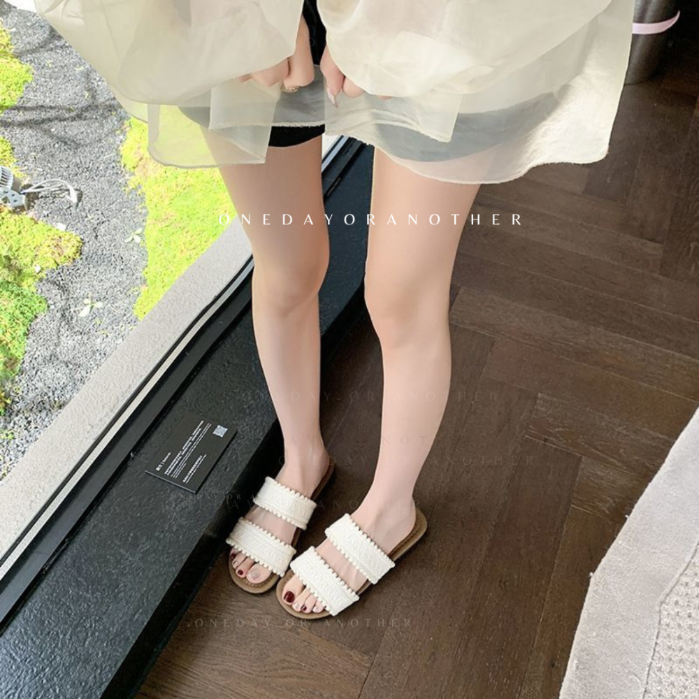 大尺碼36-42 編織雙帶平底涼拖鞋 羅馬鞋 平底涼拖鞋 平底涼鞋 女生涼拖鞋 防滑橡膠底 海灘拖 輕便拖鞋 2732-細節圖3