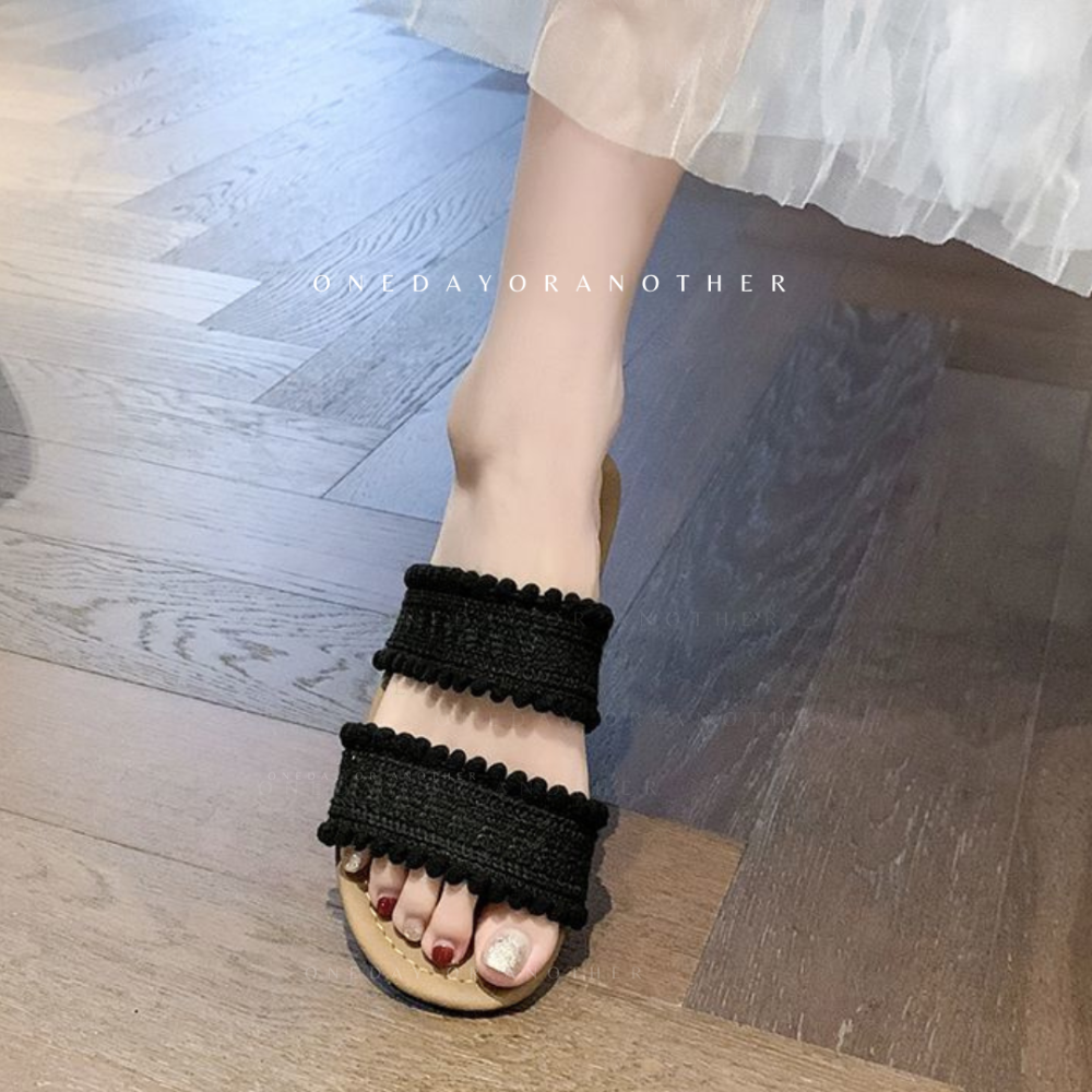 大尺碼36-42 編織雙帶平底涼拖鞋 羅馬鞋 平底涼拖鞋 平底涼鞋 女生涼拖鞋 防滑橡膠底 海灘拖 輕便拖鞋 2732-細節圖6