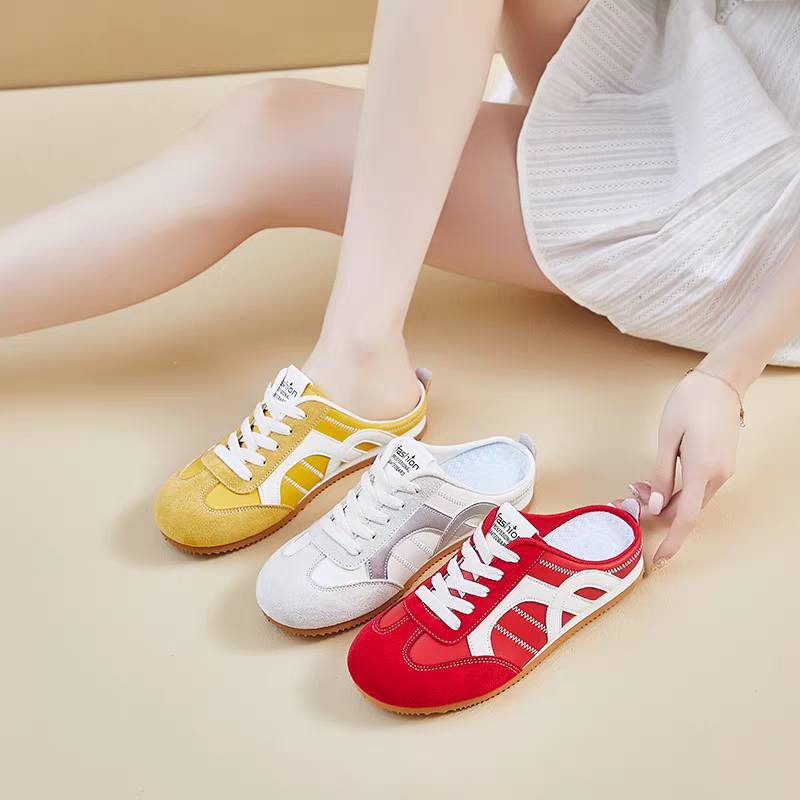 韓國東大門 包頭半拖鞋 前包後空 懶人穆勒鞋 德訓鞋 復古百搭 厚底鞋 包頭半拖鞋  懶人鞋 半拖鞋 小白鞋XFA307-細節圖2