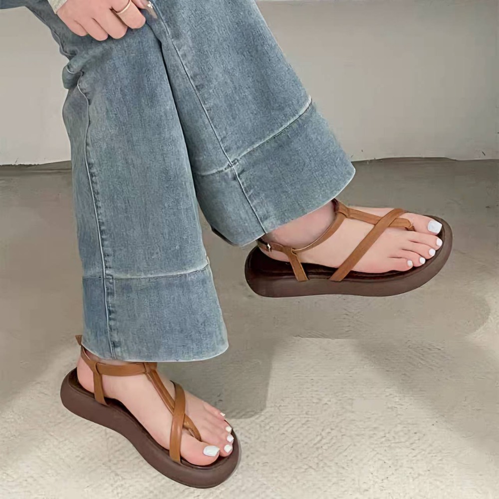 韓國東大門 厚底夾腳涼鞋 羅馬鞋 平底涼拖鞋 女生涼拖鞋 防滑涼拖鞋 舒適拖鞋 防滑橡膠底 海灘拖 輕便拖 517-細節圖6