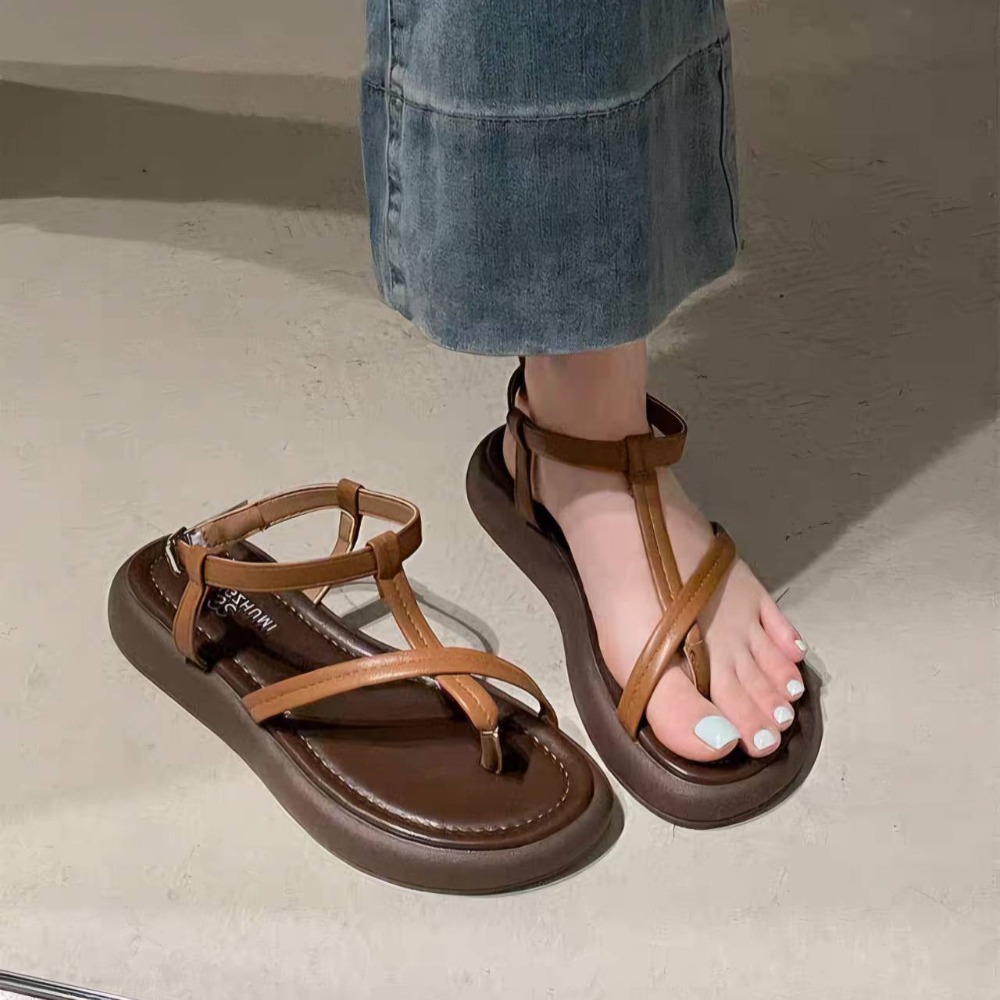 韓國東大門 厚底夾腳涼鞋 羅馬鞋 平底涼拖鞋 女生涼拖鞋 防滑涼拖鞋 舒適拖鞋 防滑橡膠底 海灘拖 輕便拖 517-細節圖7