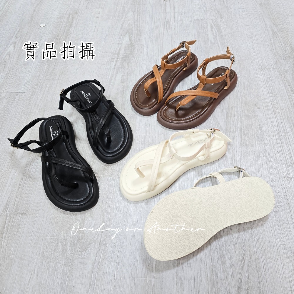 韓國東大門 厚底夾腳涼鞋 羅馬鞋 平底涼拖鞋 女生涼拖鞋 防滑涼拖鞋 舒適拖鞋 防滑橡膠底 海灘拖 輕便拖 517-細節圖8