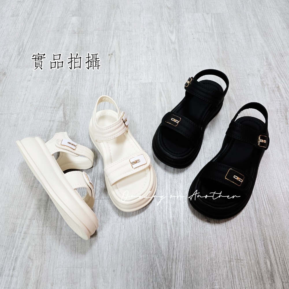 大尺碼42 質感雙帶魔鬼氈厚底涼鞋 雙帶涼鞋 厚底涼鞋 涼拖鞋 輕量涼鞋 魔鬼氈涼鞋 休閒厚底涼鞋 防滑鞋 6225-細節圖7