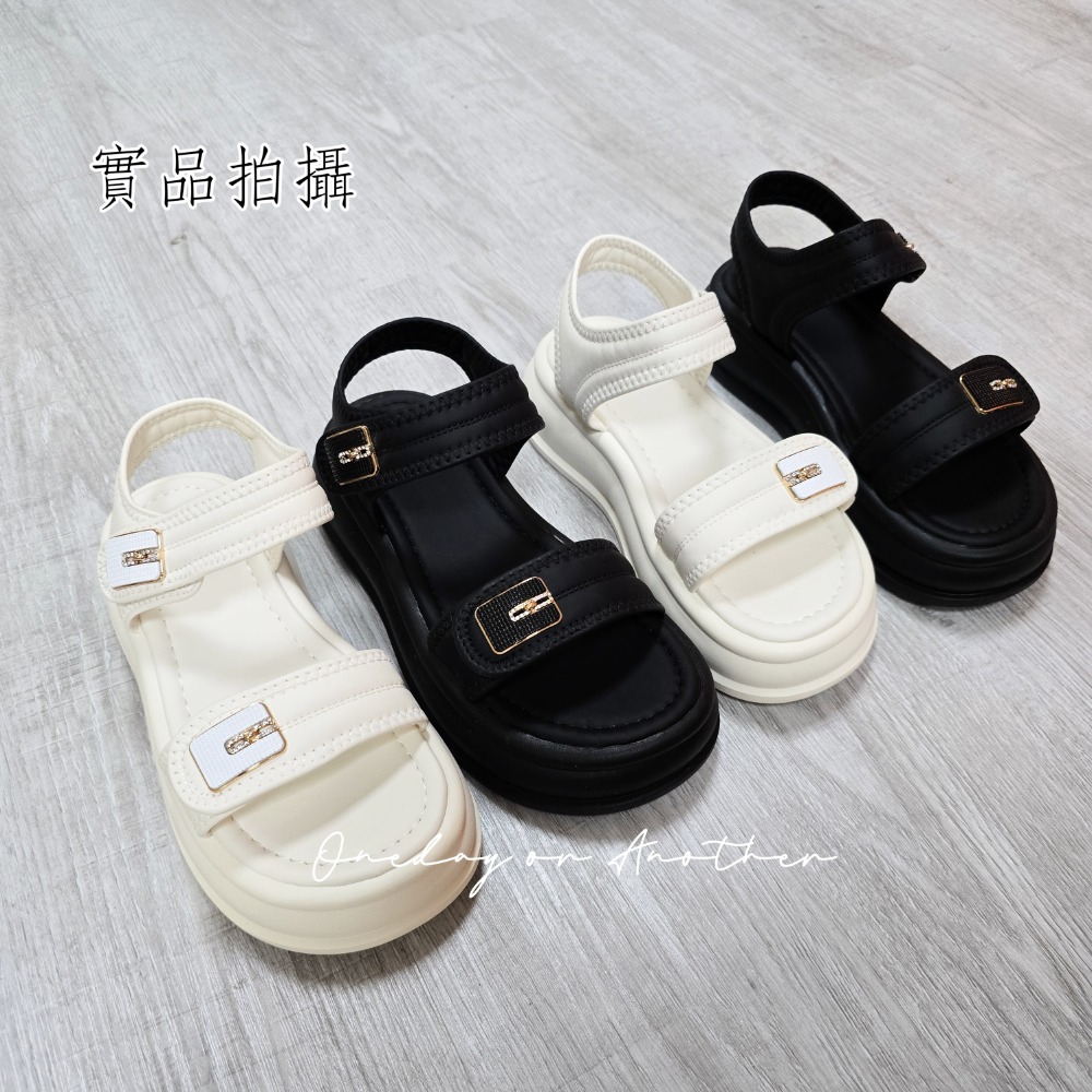 大尺碼42 質感雙帶魔鬼氈厚底涼鞋 雙帶涼鞋 厚底涼鞋 涼拖鞋 輕量涼鞋 魔鬼氈涼鞋 休閒厚底涼鞋 防滑鞋 6225-細節圖8