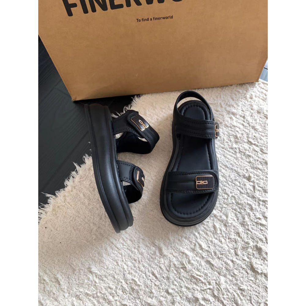 大尺碼42 質感雙帶魔鬼氈厚底涼鞋 雙帶涼鞋 厚底涼鞋 涼拖鞋 輕量涼鞋 魔鬼氈涼鞋 休閒厚底涼鞋 防滑鞋 6225-規格圖9