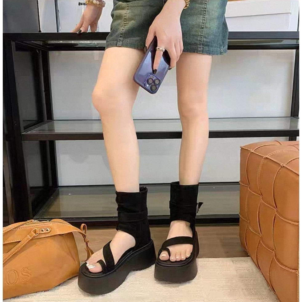 韓國東大門 線條套趾拉鍊厚底涼鞋 羅馬鞋 防滑涼鞋 沙灘涼鞋 交叉帶涼鞋 雙帶涼鞋 細帶涼鞋 百搭 沙灘涼鞋 A51-細節圖4