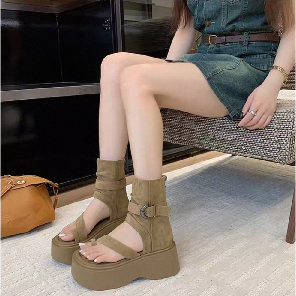 韓國東大門 線條套趾拉鍊厚底涼鞋 羅馬鞋 防滑涼鞋 沙灘涼鞋 交叉帶涼鞋 雙帶涼鞋 細帶涼鞋 百搭 沙灘涼鞋 A51-細節圖6