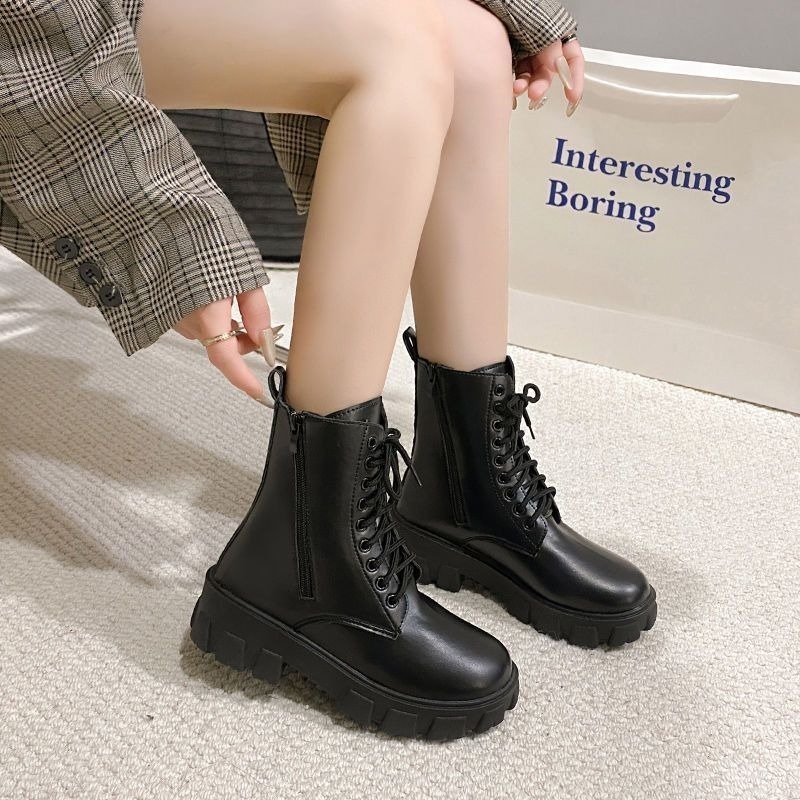 大碼馬丁靴 女靴 短靴 厚底靴 短筒靴 厚底靴 靴子 韓版學生馬丁靴 中筒靴 短靴子 增高靴 單靴 英倫靴 D3636-細節圖5