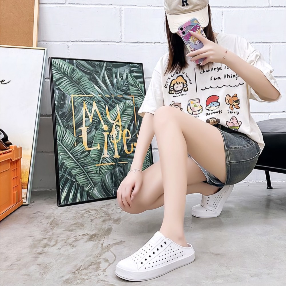 大尺碼45 防水洞洞鞋 輕量休閒 沙灘鞋 透氣情侶鞋 拖鞋 包頭鞋 情侶鞋 透氣涼鞋 防滑防水 休閒鞋 大尺碼QQ570-細節圖3