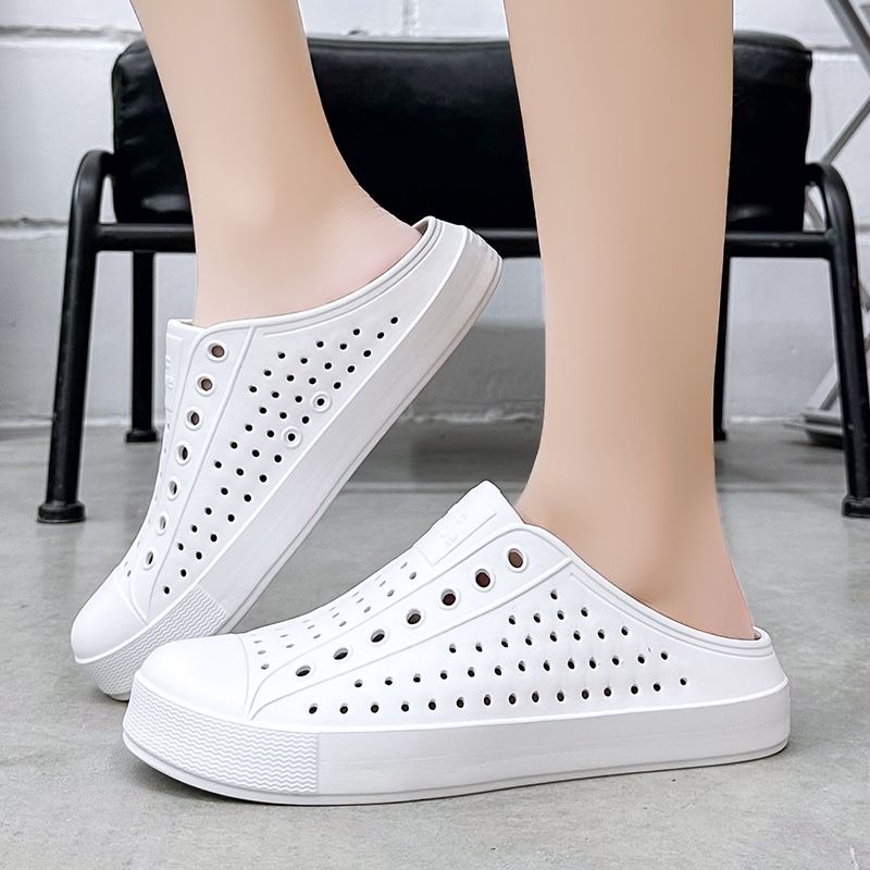 大尺碼45 防水洞洞鞋 輕量休閒 沙灘鞋 透氣情侶鞋 拖鞋 包頭鞋 情侶鞋 透氣涼鞋 防滑防水 休閒鞋 大尺碼QQ570-細節圖5