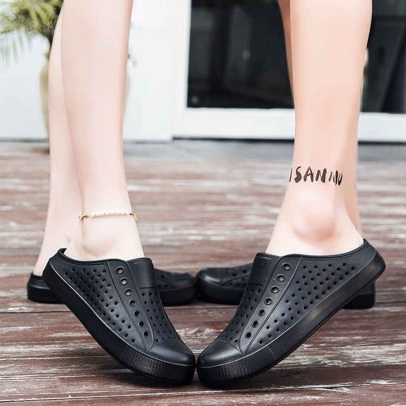 大尺碼45 防水洞洞鞋 輕量休閒 沙灘鞋 透氣情侶鞋 拖鞋 包頭鞋 情侶鞋 透氣涼鞋 防滑防水 休閒鞋 大尺碼QQ570-細節圖7