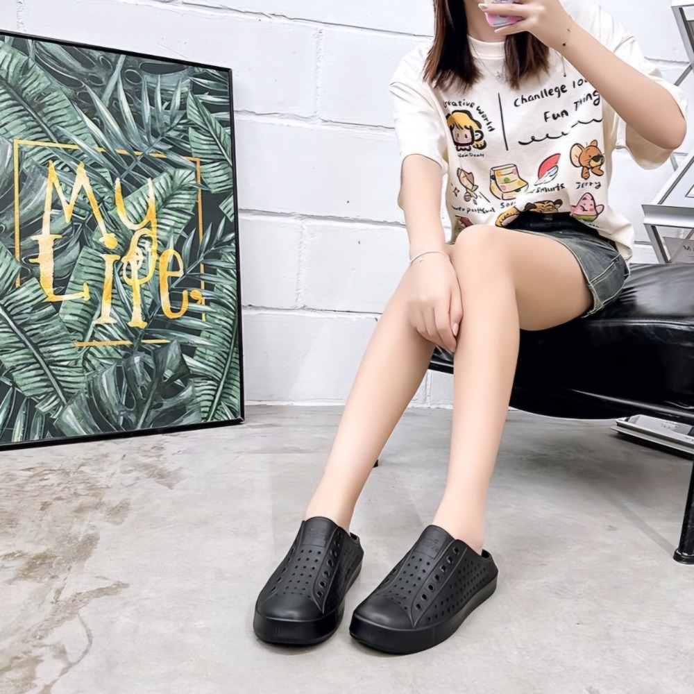 大尺碼45 防水洞洞鞋 輕量休閒 沙灘鞋 透氣情侶鞋 拖鞋 包頭鞋 情侶鞋 透氣涼鞋 防滑防水 休閒鞋 大尺碼QQ570-細節圖9