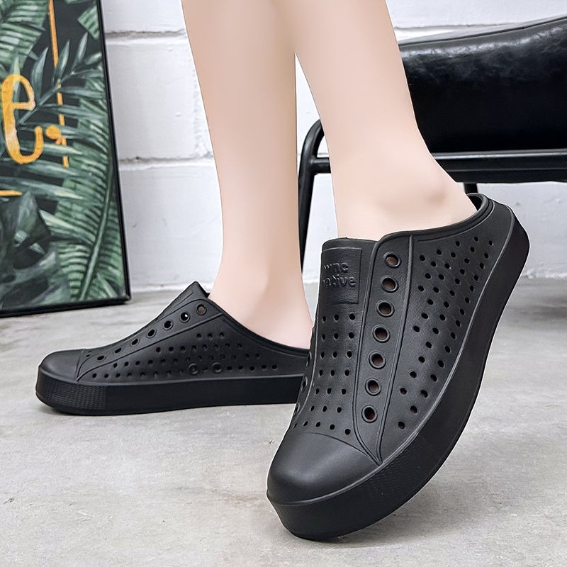 大尺碼45 防水洞洞鞋 輕量休閒 沙灘鞋 透氣情侶鞋 拖鞋 包頭鞋 情侶鞋 透氣涼鞋 防滑防水 休閒鞋 大尺碼QQ570-細節圖10