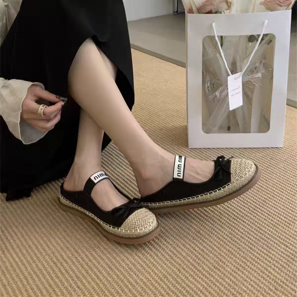 質感草編蝴蝶結涼鞋 厚底休閒鞋 女生防滑半拖鞋 甜美可愛穆勒鞋 夏季百搭懶人鞋 ins風休閒女鞋 透氣好穿舒適鞋5698-細節圖2