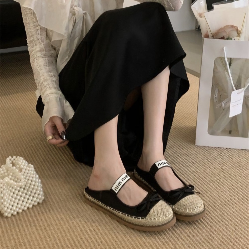質感草編蝴蝶結涼鞋 厚底休閒鞋 女生防滑半拖鞋 甜美可愛穆勒鞋 夏季百搭懶人鞋 ins風休閒女鞋 透氣好穿舒適鞋5698-細節圖3
