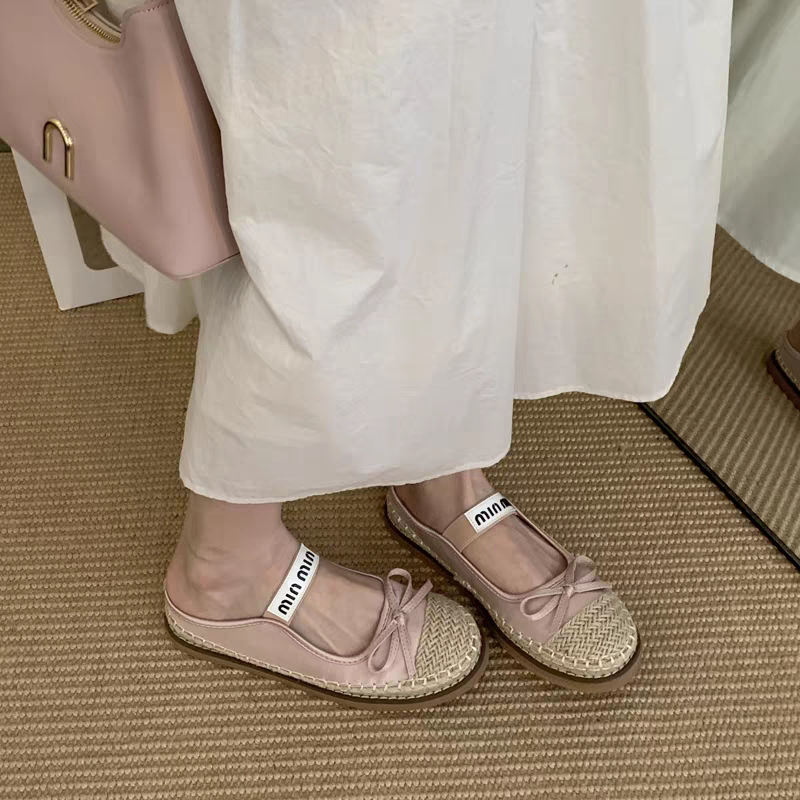 質感草編蝴蝶結涼鞋 厚底休閒鞋 女生防滑半拖鞋 甜美可愛穆勒鞋 夏季百搭懶人鞋 ins風休閒女鞋 透氣好穿舒適鞋5698-細節圖7