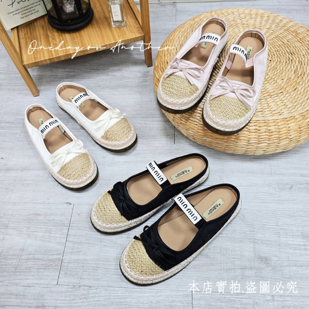 質感草編蝴蝶結涼鞋 厚底休閒鞋 女生防滑半拖鞋 甜美可愛穆勒鞋 夏季百搭懶人鞋 ins風休閒女鞋 透氣好穿舒適鞋5698-細節圖8