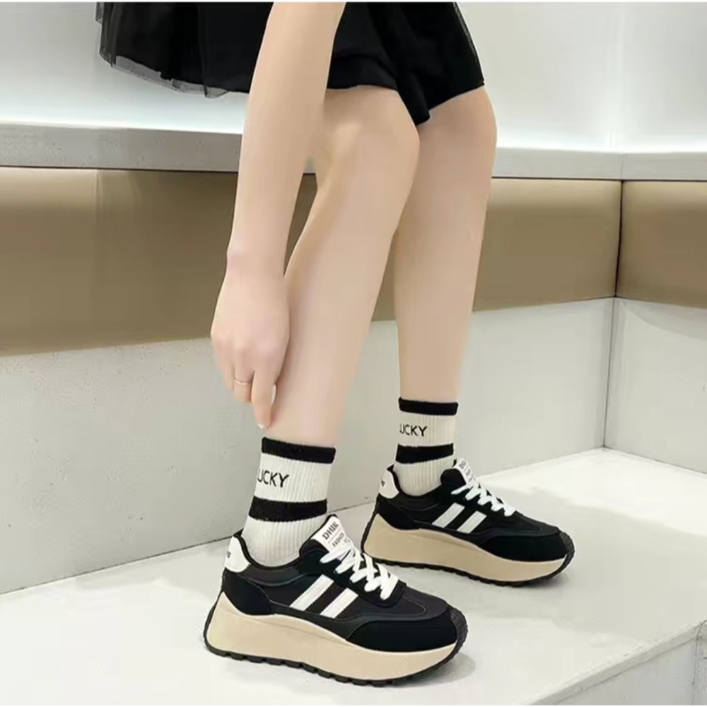 增高跑步鞋 厚底運動鞋 女生休閒鞋 韓系穿搭鞋 百搭顯高鞋 軟底好走 Y2K復古球鞋 彩色跑鞋 輕量女鞋 BN002-細節圖3