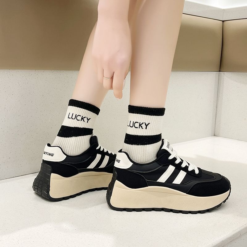 增高跑步鞋 厚底運動鞋 女生休閒鞋 韓系穿搭鞋 百搭顯高鞋 軟底好走 Y2K復古球鞋 彩色跑鞋 輕量女鞋 BN002-細節圖4