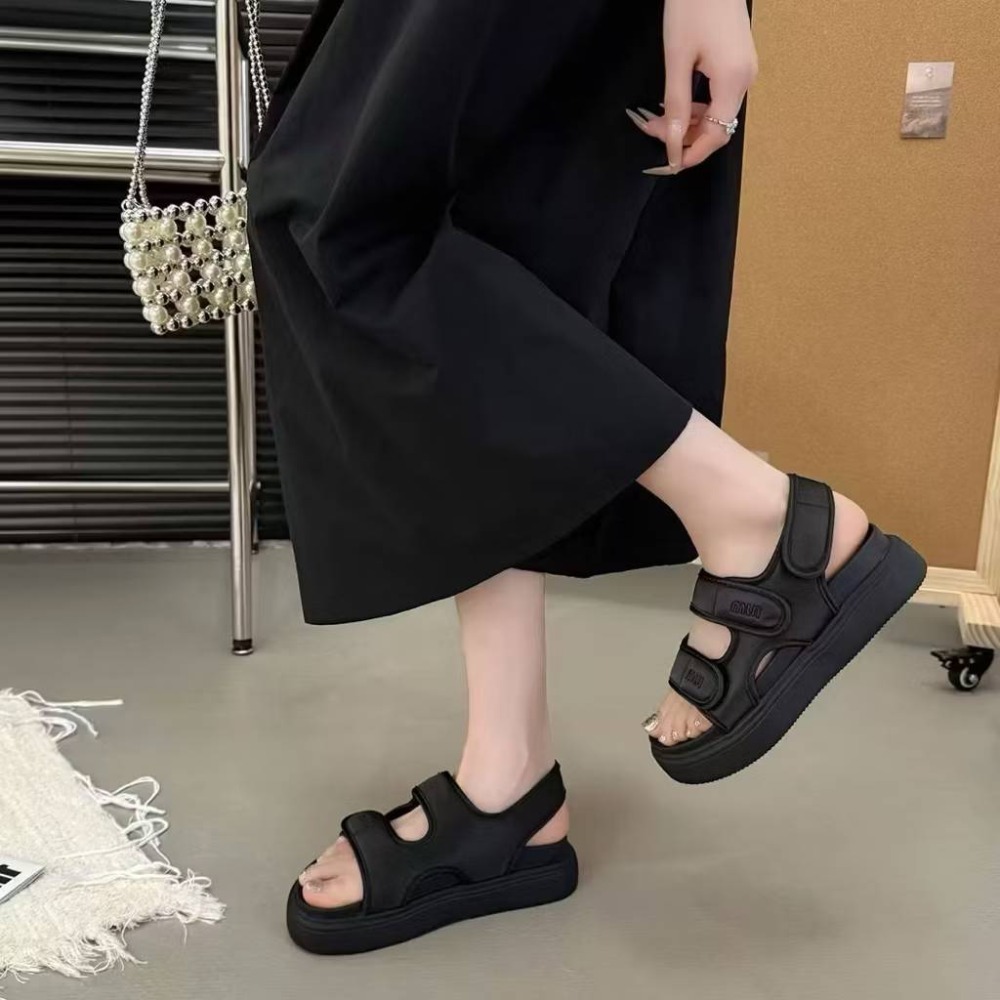 爆款厚底魔鬼氈涼鞋 女神百搭休閒鞋 夏季增高運動涼鞋 韓系潮流學生鞋 舒適防滑懶人鞋 戶外休閒涼鞋 女生必備 T8520-細節圖6