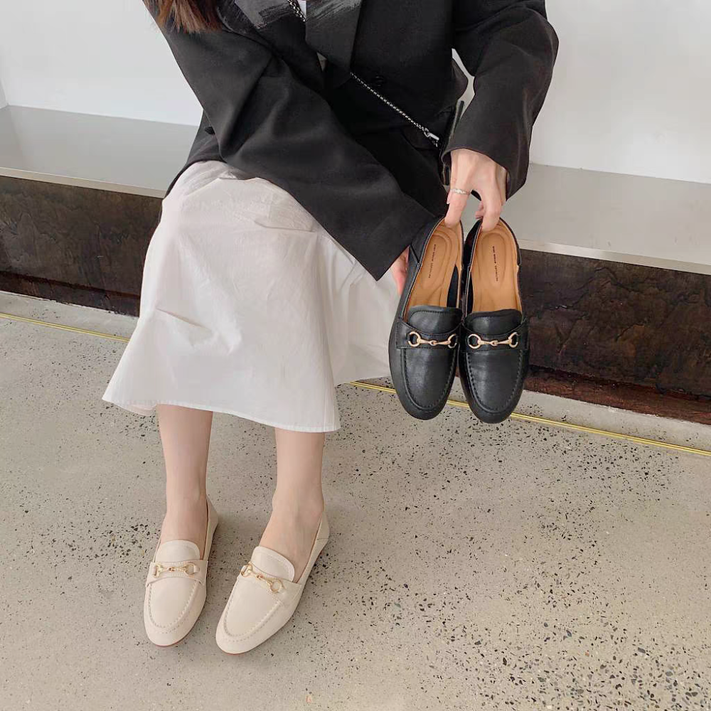 大尺碼36-43 韓國東大門 超軟Q皮革 氣墊底 豆豆鞋 休閒鞋 餅乾鞋 樂福鞋 小皮鞋 輕便鞋 娃娃鞋 G1206-細節圖3