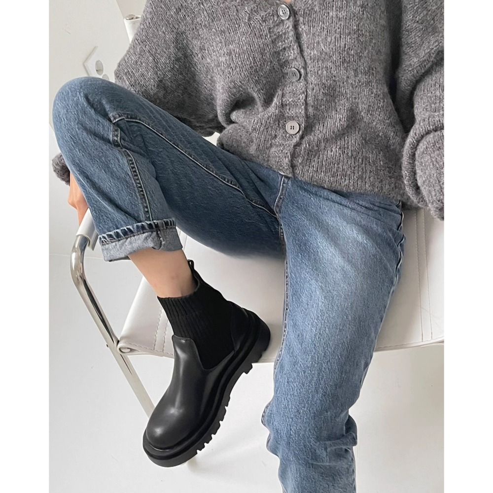 厚底切爾西短靴 馬丁靴 女靴子 增高顯瘦 防滑短筒 彈力襪套靴 切爾西靴 中筒靴 厚底靴 針織襪靴 套腳靴 G2323-細節圖11