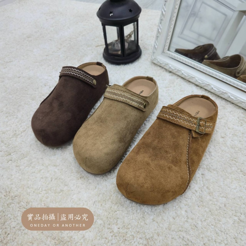 韓國東大門懶人鞋 厚底鞋 麂皮拖鞋 一腳蹬 防滑鞋 韓系拖鞋 毛呢鞋 秋冬拖鞋 外出便鞋 棕色便鞋 復古鞋X798-細節圖10
