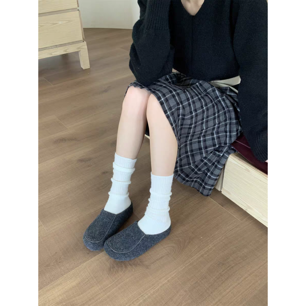 韓國東大門 厚底毛呢半拖鞋 可愛羊羔毛 保暖拖鞋 毛毛拖鞋 居家拖鞋 外穿拖鞋 厚底拖鞋 室內拖鞋 家居拖鞋 G2488-細節圖3