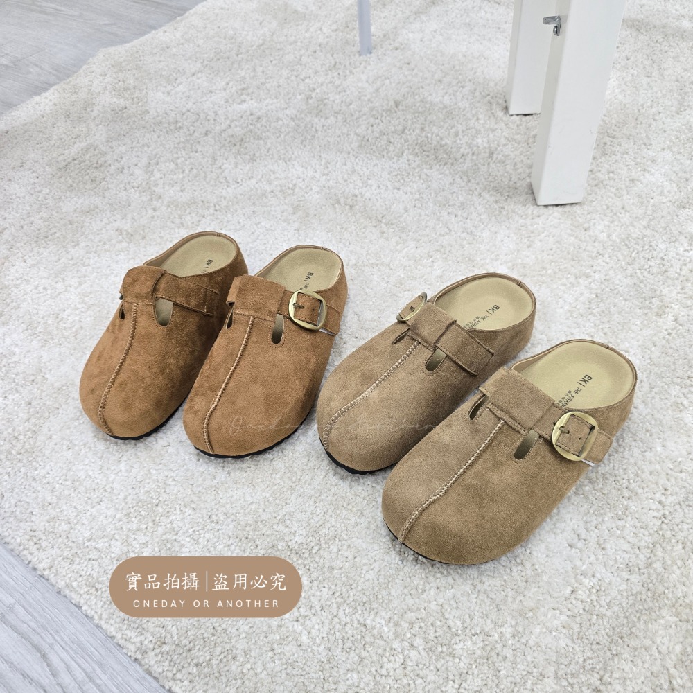 韓國東大門 皮帶釦厚底麂皮拖鞋 懶人鞋 穆勒鞋 涼鞋拖鞋 居家拖鞋 外穿拖鞋 厚底拖鞋 室內拖鞋 家居拖鞋 8-16-細節圖7