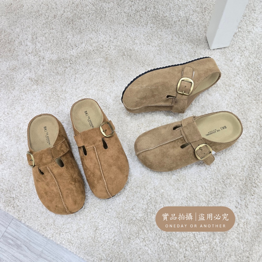 韓國東大門 皮帶釦厚底麂皮拖鞋 懶人鞋 穆勒鞋 涼鞋拖鞋 居家拖鞋 外穿拖鞋 厚底拖鞋 室內拖鞋 家居拖鞋 8-16-細節圖8