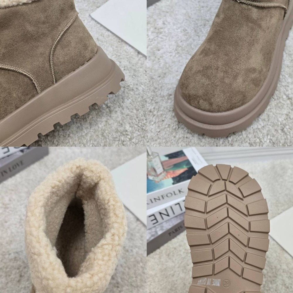 大尺碼36-42 輕量可愛素面羊羔毛雪靴 內刷毛羊羔毛 保暖雪靴 舒適好穿 基本百搭 秋冬新款 裸靴 短靴 韓妞 681-細節圖11