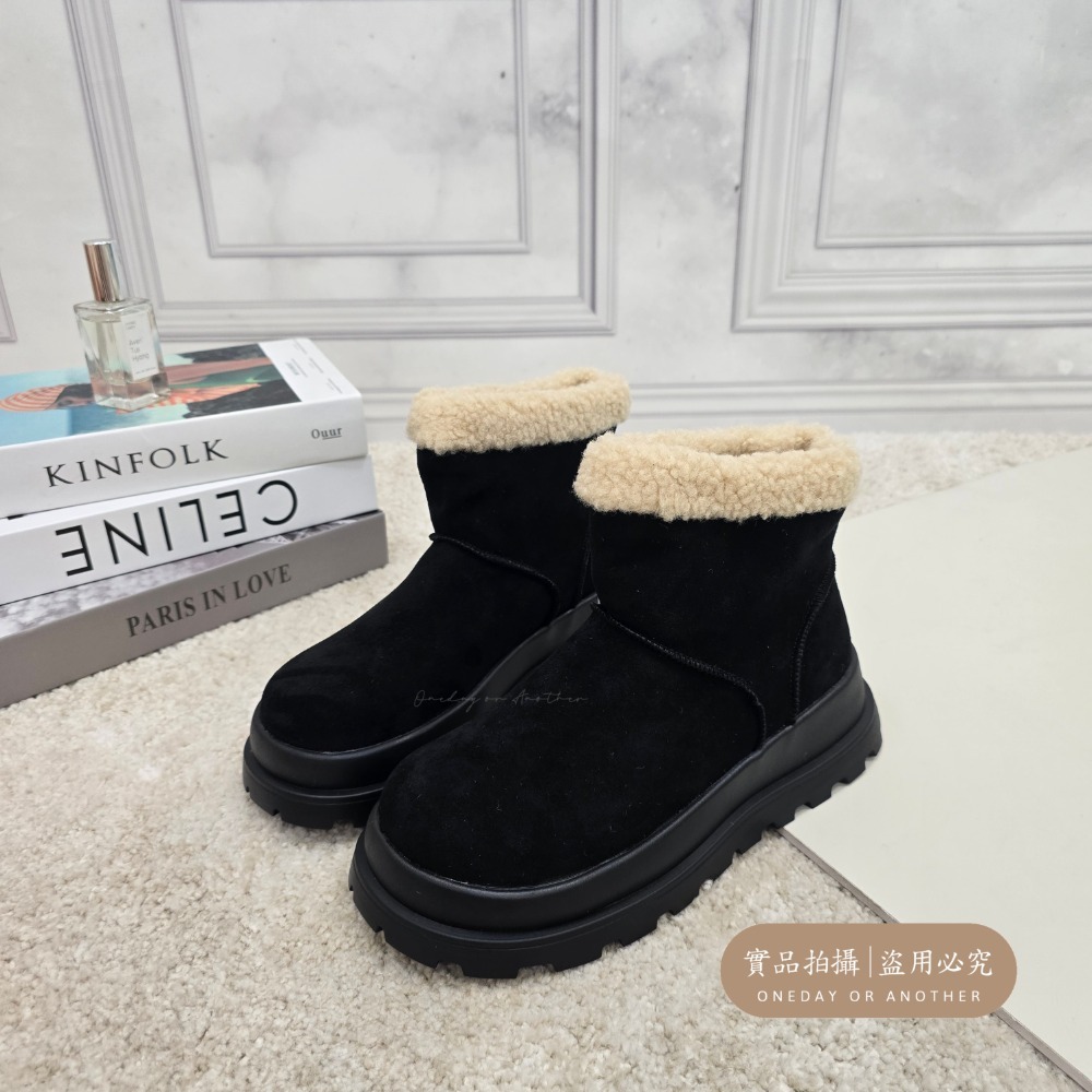 大尺碼36-42 輕量可愛素面羊羔毛雪靴 內刷毛羊羔毛 保暖雪靴 舒適好穿 基本百搭 秋冬新款 裸靴 短靴 韓妞 681-規格圖11