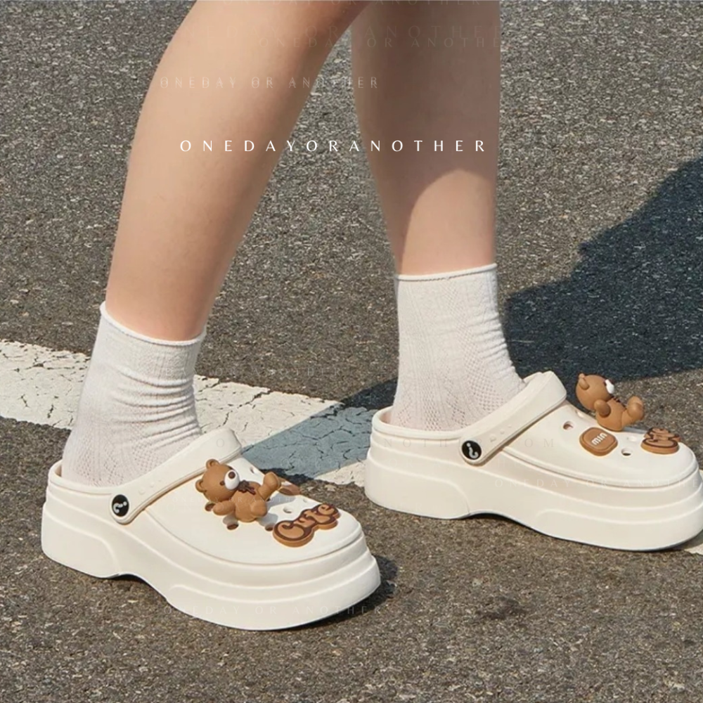 趣味立體小熊 eva洞洞鞋 可愛卡通洞洞鞋 厚底洞洞鞋 增高洞洞鞋 洞洞鞋 配件 洞洞拖鞋 防水拖鞋 QQ8182-細節圖6